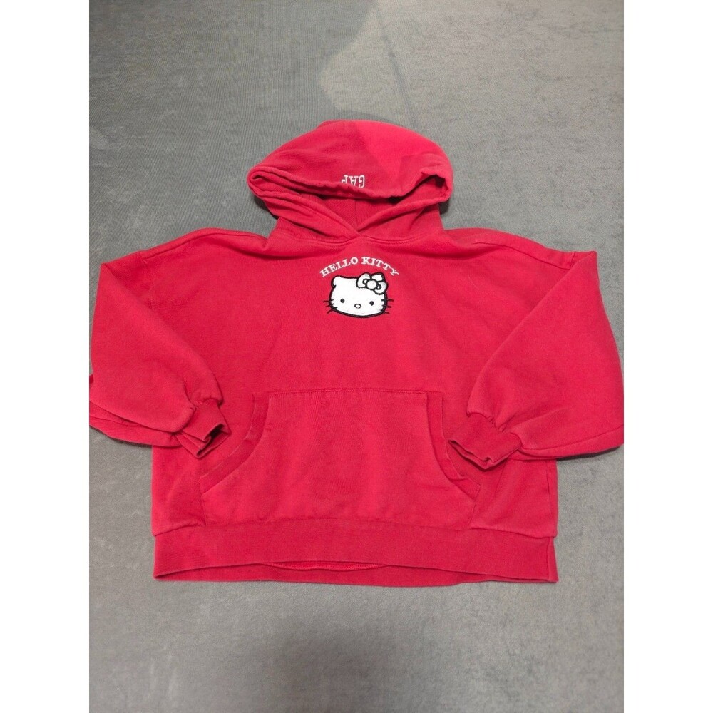 Gap Kids Hello Kitty Girls XL 12 Pink Red Hoodie Embroidered Sanrio Pullover